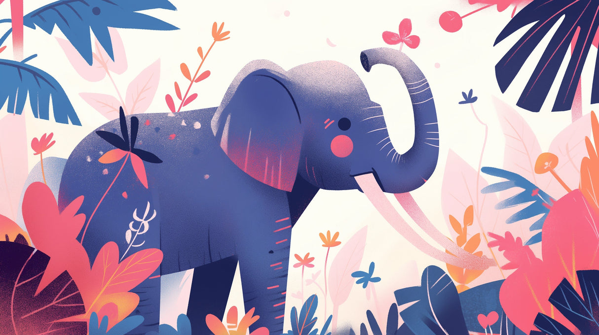 Elephant and tropical flowers design file showing intricate pattern details and true colors