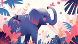Elephant and tropical flowers design file showing intricate pattern details and true colors