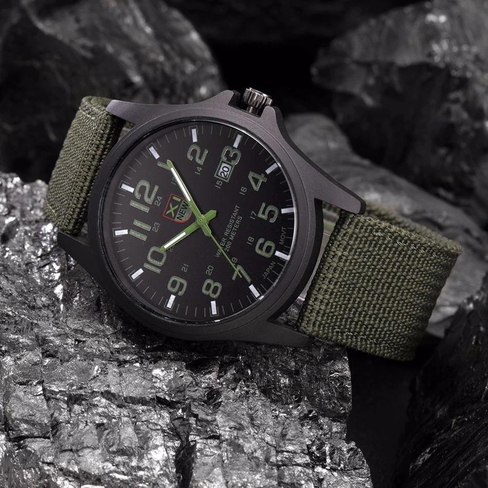 Military Field Watch  Black Canvas Strap With Luminous Dial - Product detail 4