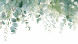 Papel Pintado Mural de Eucalipto | Hojas Verdes en Acuarela Cascada