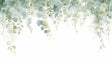 Eucalyptus watercolor wallpaper creating a serene atmosphere in a modern living room with natural light