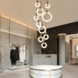 Modern Ring Chandelier  White Wood Circle Design - Product detail 6
