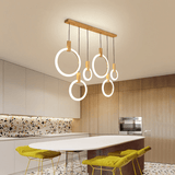 Modern Ring Chandelier  White Wood Circle Design - Detailed view