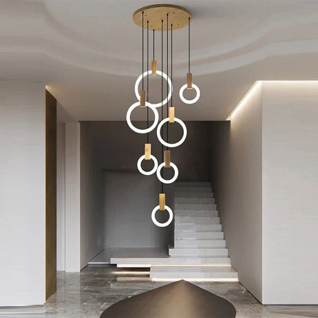 Modern Ring Chandelier  White Wood Circle Design - Product detail 8
