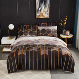Geometric Cotton Duvet Cover  Burgundy Gold Pattern - Product detail 4
