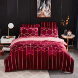 Geometric Cotton Duvet Cover  Burgundy Gold Pattern - Product showcase