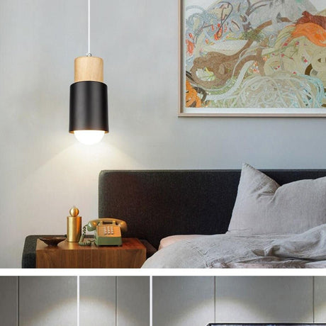 Modern Pendant Light  Wood and Metal Design - Detailed view