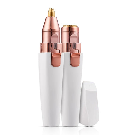 Electric Facial Hair Trimmer  Rose Gold Dual Head Design - Product showcase