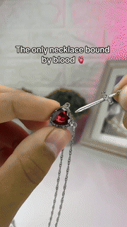 Romantic Pendant Necklace Set  Heart And Sword Design With Crystal Accents - Detailed view