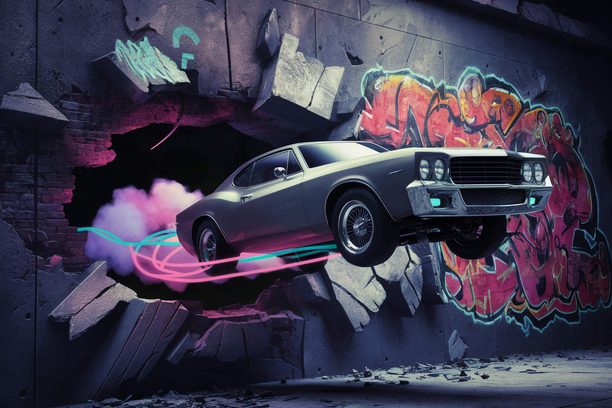 Sports Car Mural Wallpaper | Urban Graffiti Design