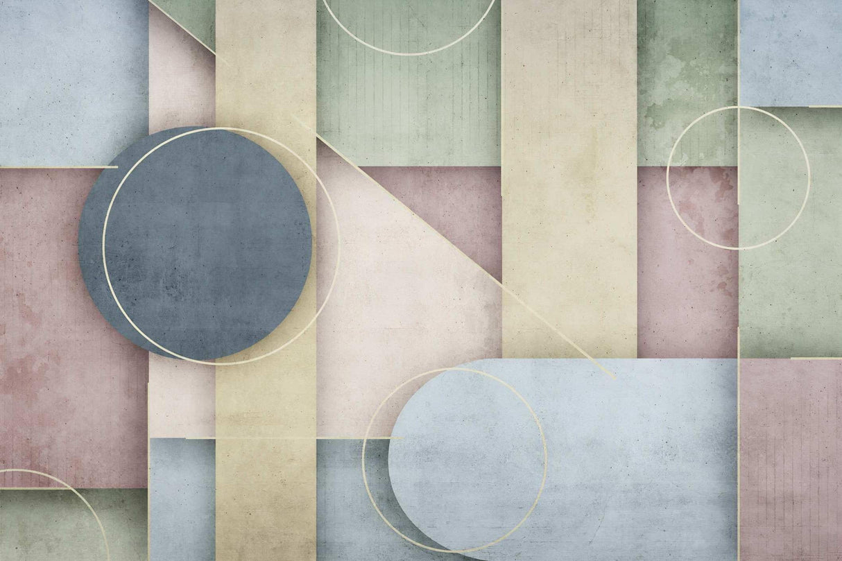 Geometric Mural Wallpaper | Pastel Art Deco Design