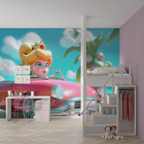 Princess Mural Wallpaper | Pink Convertible in Tropical Paradise