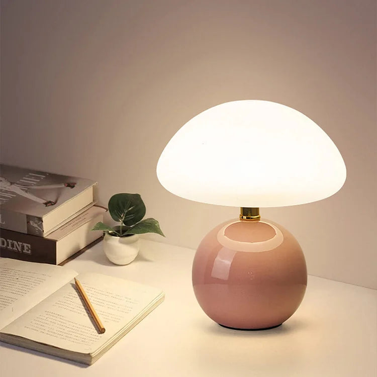 Modern Mushroom Table Lamp  Ceramic Base With Dome Shade - Product detail 6