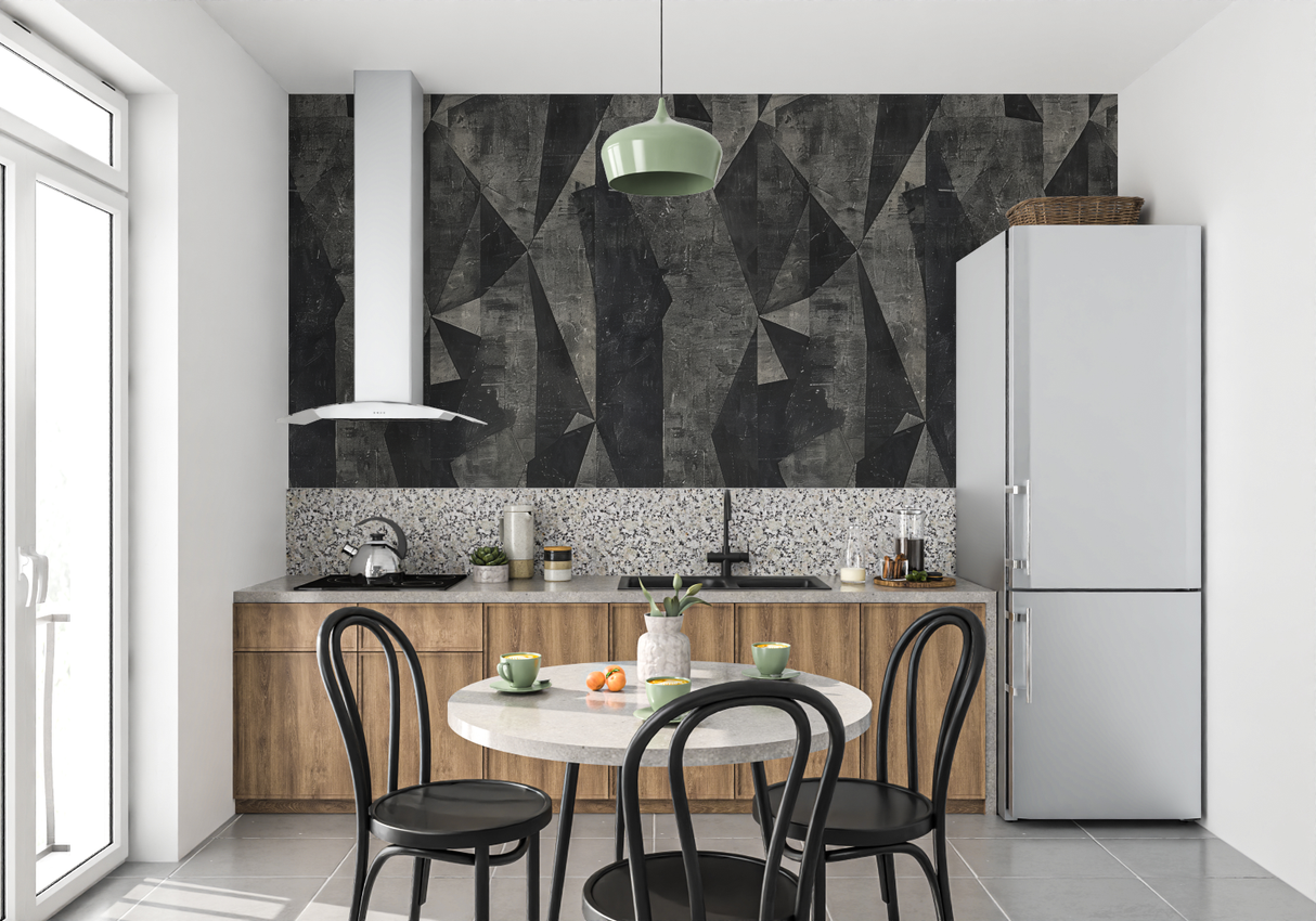 Geometric Mural Wallpaper | Modern Black and Grey Angular Design