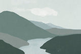 Mountain Mural Wallpaper | Serene Nordic Landscape in Green