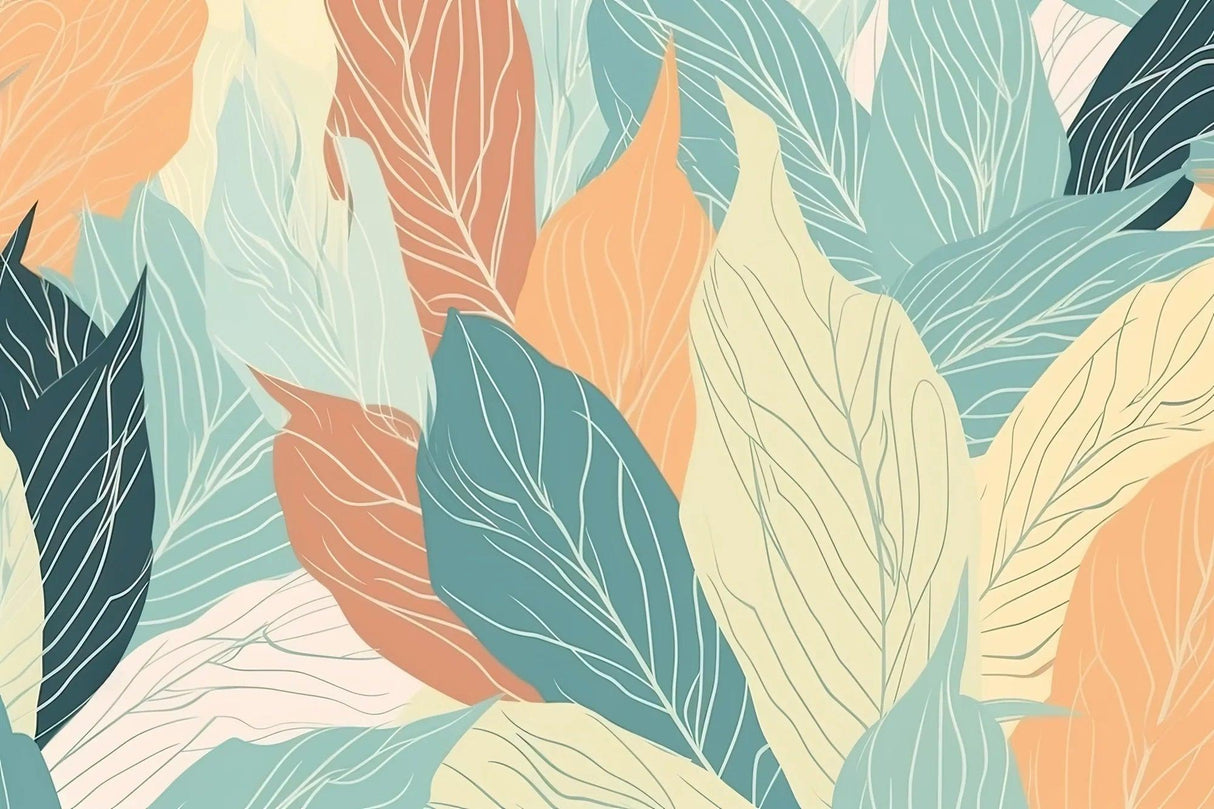 Tropical Foliage Mural Wallpaper | Modern Abstract Leaf Design