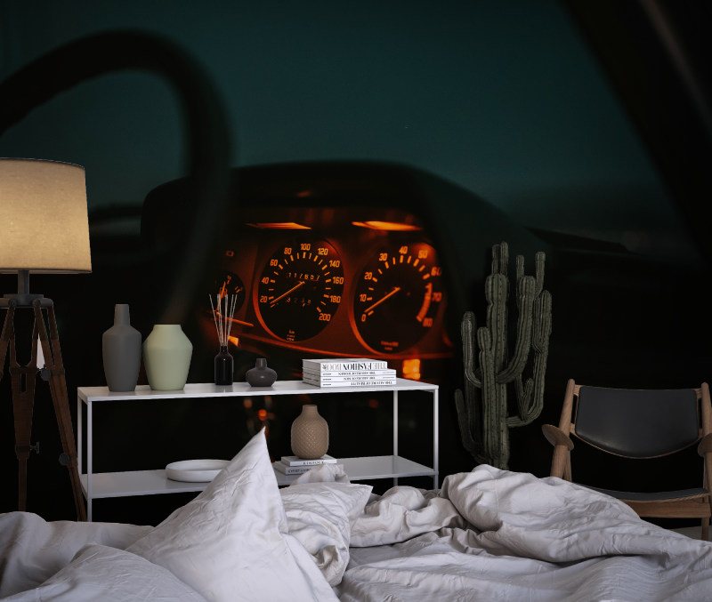 Racing Dashboard Mural Wallpaper | 3D Speedometer Design