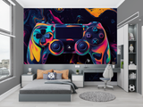 Gaming Mural Wallpaper | Colorful Controller Abstract Design