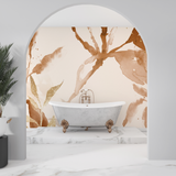Watercolor Mural Wallpaper | Terracotta and Gold Abstract Design