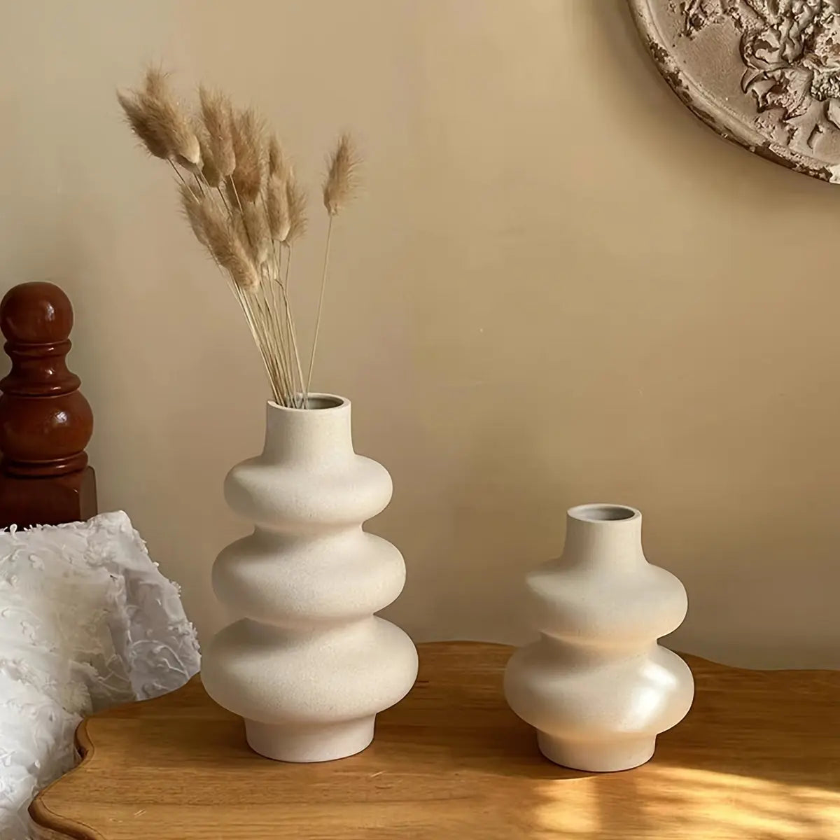 Spiral Ceramic Vase  Sculptural Wave Design - Detailed view