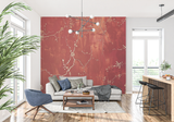 Cherry Blossom Mural Wallpaper | Red and Gold Asian Art