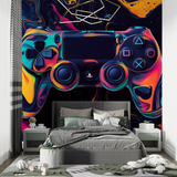 Gaming Mural Wallpaper | Colorful Controller Abstract Design