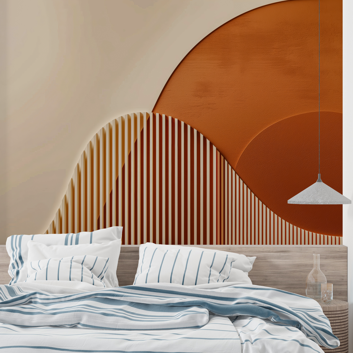 Geometric Mural Wallpaper | Modern Terracotta Arch Design