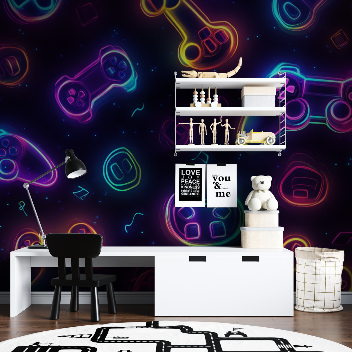 Gaming Mural Wallpaper | Neon Controllers Design