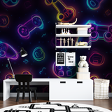 Gaming Mural Wallpaper | Neon Controllers Design