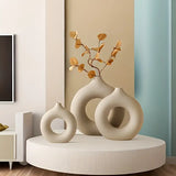 Modern Ceramic Vase Set  Hollow Circle Design - Product detail 7