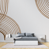Geometric Mural Wallpaper | Modern Brown Curved Lines