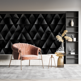 Geometric Mural Wallpaper | Black 3D Triangle Pattern
