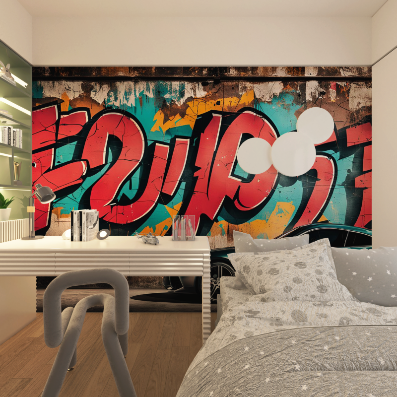 Graffiti Mural Wallpaper | Urban Street Art Design