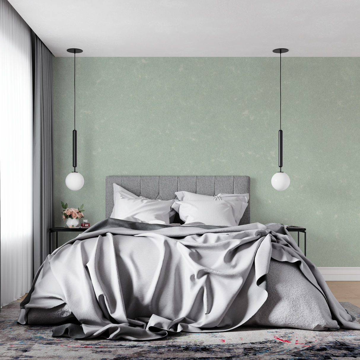 Mint Mural Wallpaper | Soft Green Textured Design