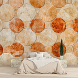 Geometric Mural Wallpaper | Terracotta Circular Mosaic Pattern