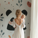 Panda Mural Wallpaper | Scandinavian Nature Design with Pink Accents