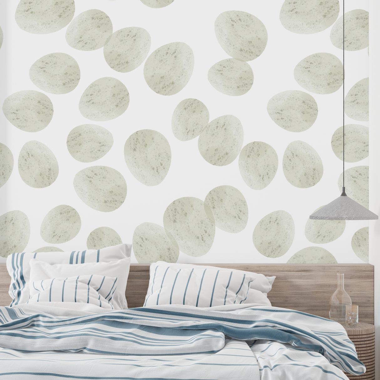 Geometric Mural Wallpaper | Soft Green Circles Pattern