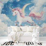 Unicorn Mural Wallpaper | Magical Rainbow and Stars Design