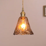 Vintage Glass Pendant Light  Amber Textured Shade - Product showcase