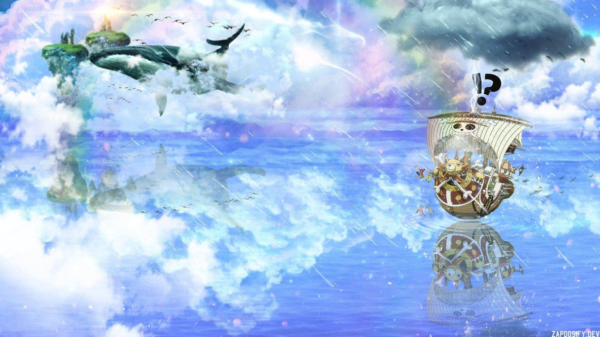 Marine Mural Wallpaper | Fantasy Pirate Ship and Flying Whale
