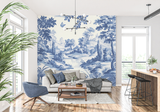 Toile de Jouy Mural Wallpaper | Blue and White Pastoral Scene