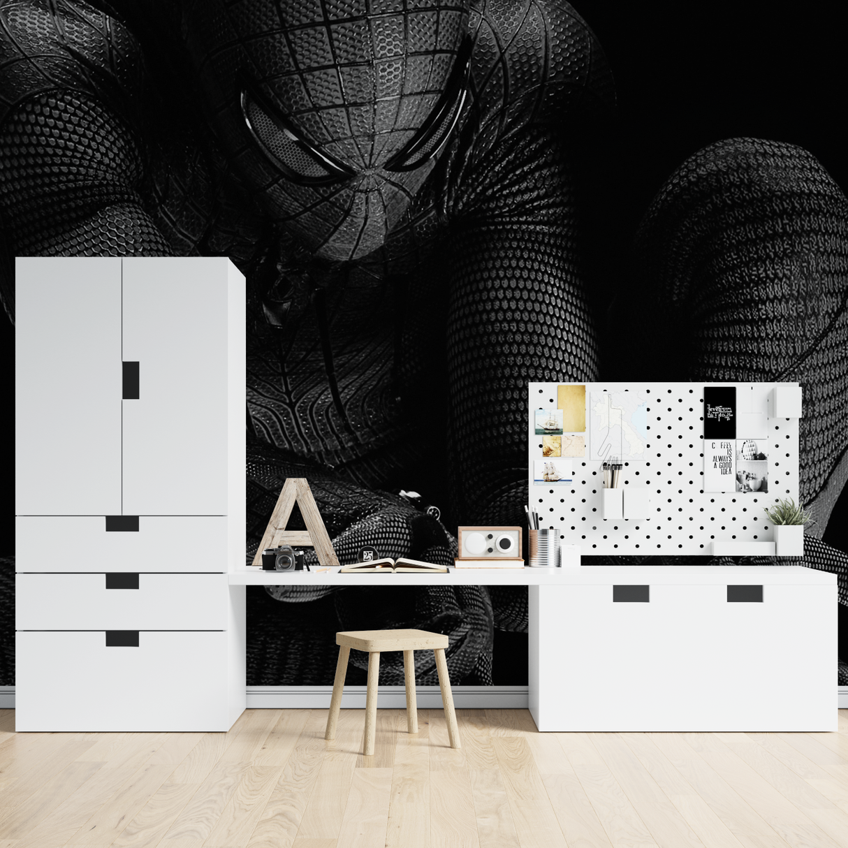 Spiderman Mural Wallpaper | Black Textured Design