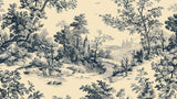 Vintage Castle Mural Wallpaper | Black and Beige Toile de Jouy