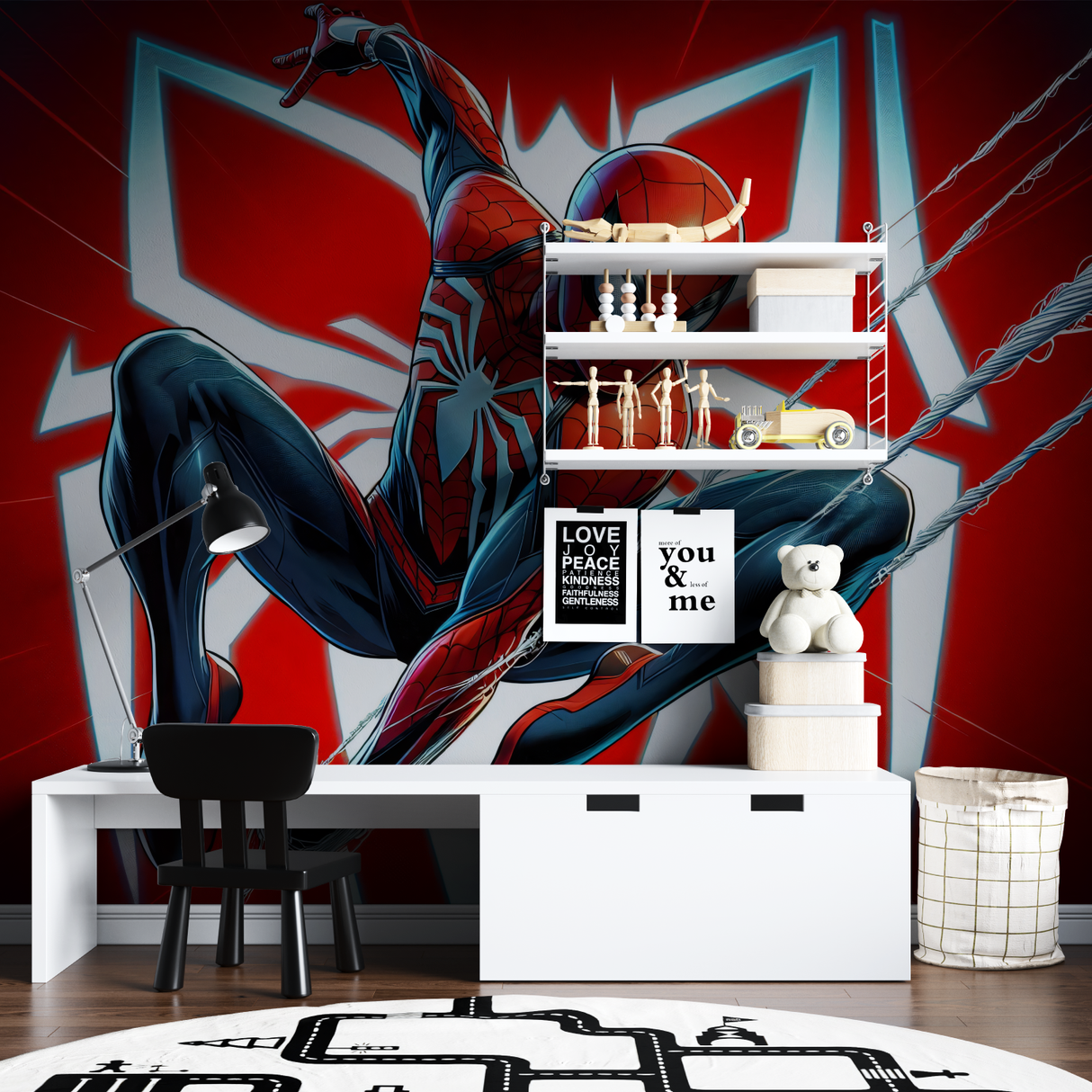 Superhero Mural Wallpaper | Dynamic Spider Design in Red