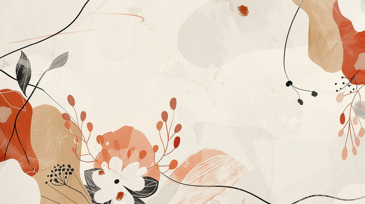 Abstract Mural Wallpaper | Modern Terracotta Design with Organic Lines