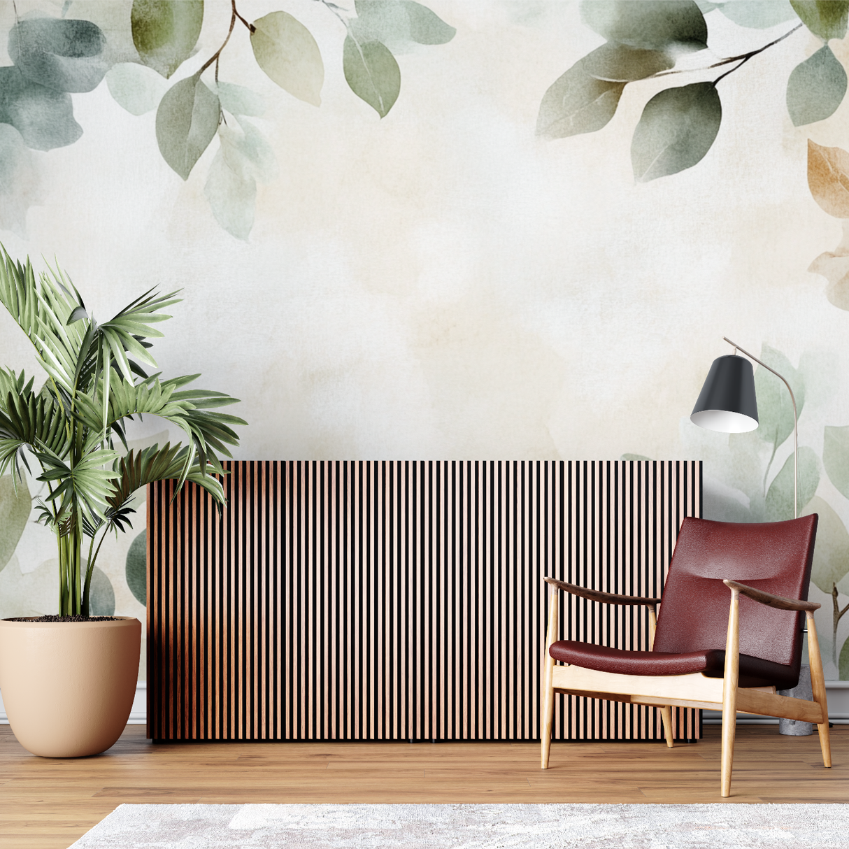 Botanical Mural Wallpaper | Watercolor Leaves and Branches