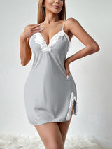 Lace Trim Bodycon Dress  Elegant V-Neck Design With Side Slit - Product detail 9