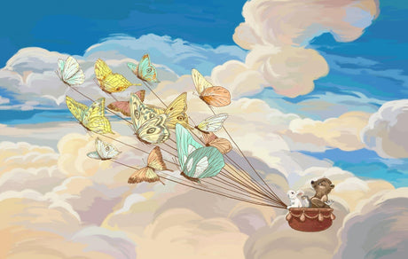 Butterfly and woodland animals design file showing intricate pattern details and soft color scheme