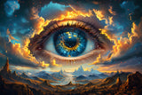 Fantasy mountain design file showing detailed cosmic eye pattern and starlit sky