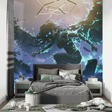 Fantasy wall mural showcased in a creative home office space